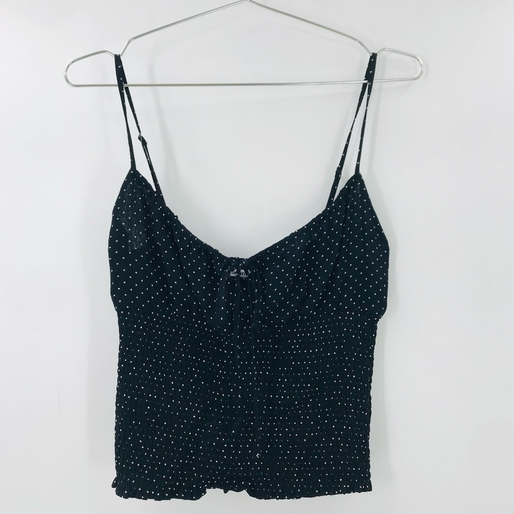 Reformation Polka Dot Cropped Tank Top Black White Size Small